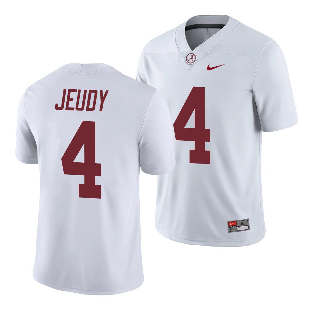 Men's Alabama Crimson Tide Jerry Jeudy #4 Game White NCAA College Football Jersey